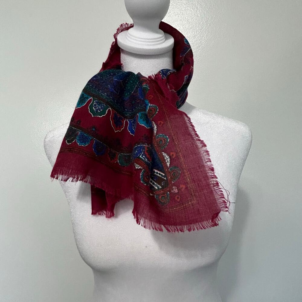Vintage Scarf Challis by Berkshire Paisley Square Made Japan